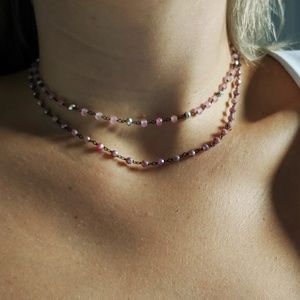 Double Layer Rose Quartz & Red Moonstone Necklace